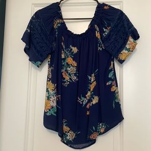 Blue floral blouse